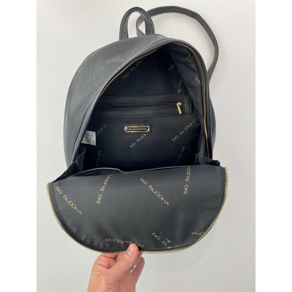 Big Buddha Bags Big Buddha Backpack Purse Black Vegan Leather 9x1x5